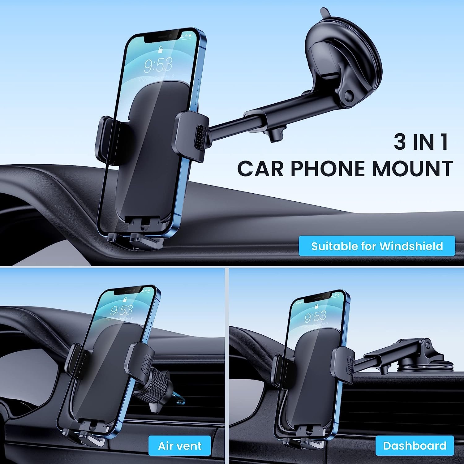 3 in 1 Magnetic Car Phone Holder Mount - Image 2